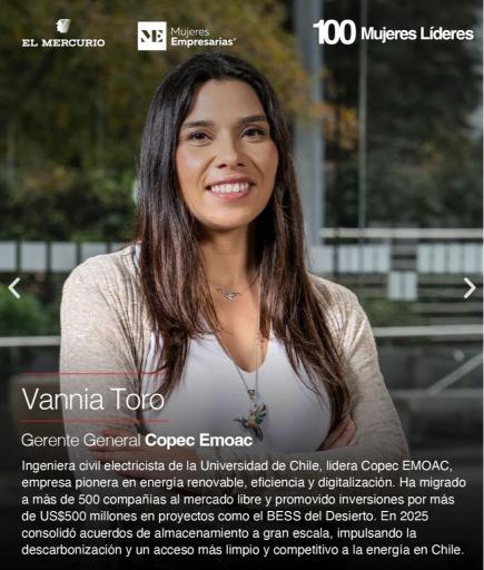 Vannia Toro elegida entre las 100 mujeres líderes: la empresaria líder de la comercialización de energía