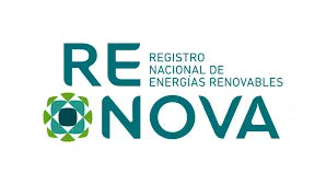 Logotipo de registro de energías renovables en tonos verdes y azules.